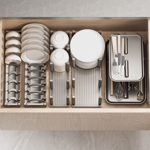 厨房抽屉内置式碗架碗碟收纳沥水碗盘筷餐具盒柜内放碗蝶子置物架