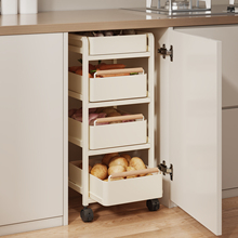 橱柜下蔬菜置物架厨房推车厨房菜篮子果蔬收纳篮可移动小推车