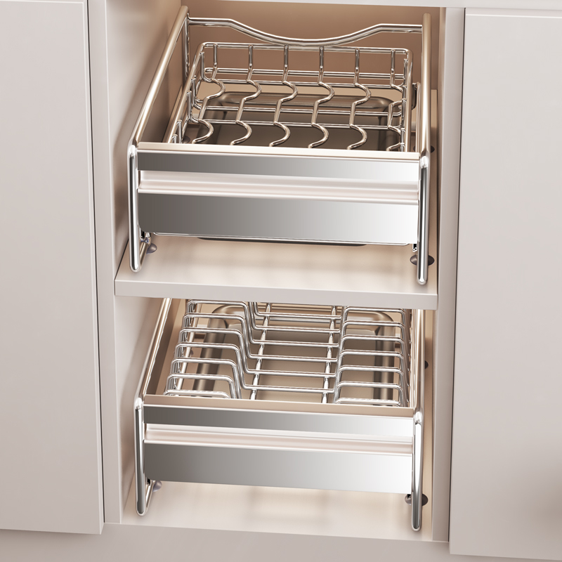 【不锈钢】抽拉碗碟架