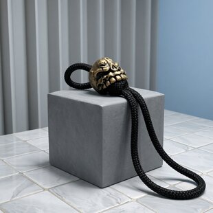 EDC创意复古做旧黄铜骷髅头刀坠编织绳挂件DIY伞绳配件钥匙扣挂饰