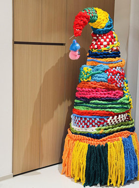 多巴胺圣诞树diy材料包手工冰岛毛线圣诞摆件店铺氛围感橱窗装饰