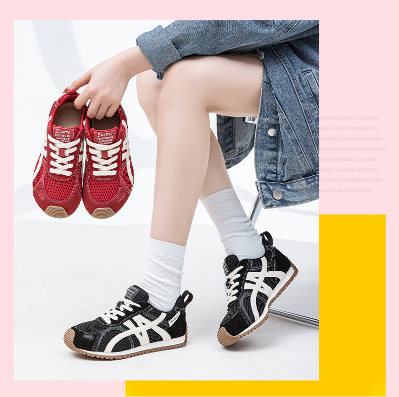 大码女鞋43码透气阿甘鞋女2025秋季新款平底百搭休闲运动鞋子