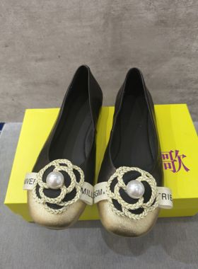 -Kamp-K低跟矮跟山茶花单鞋女春夏平跟软底圆头浅口女鞋