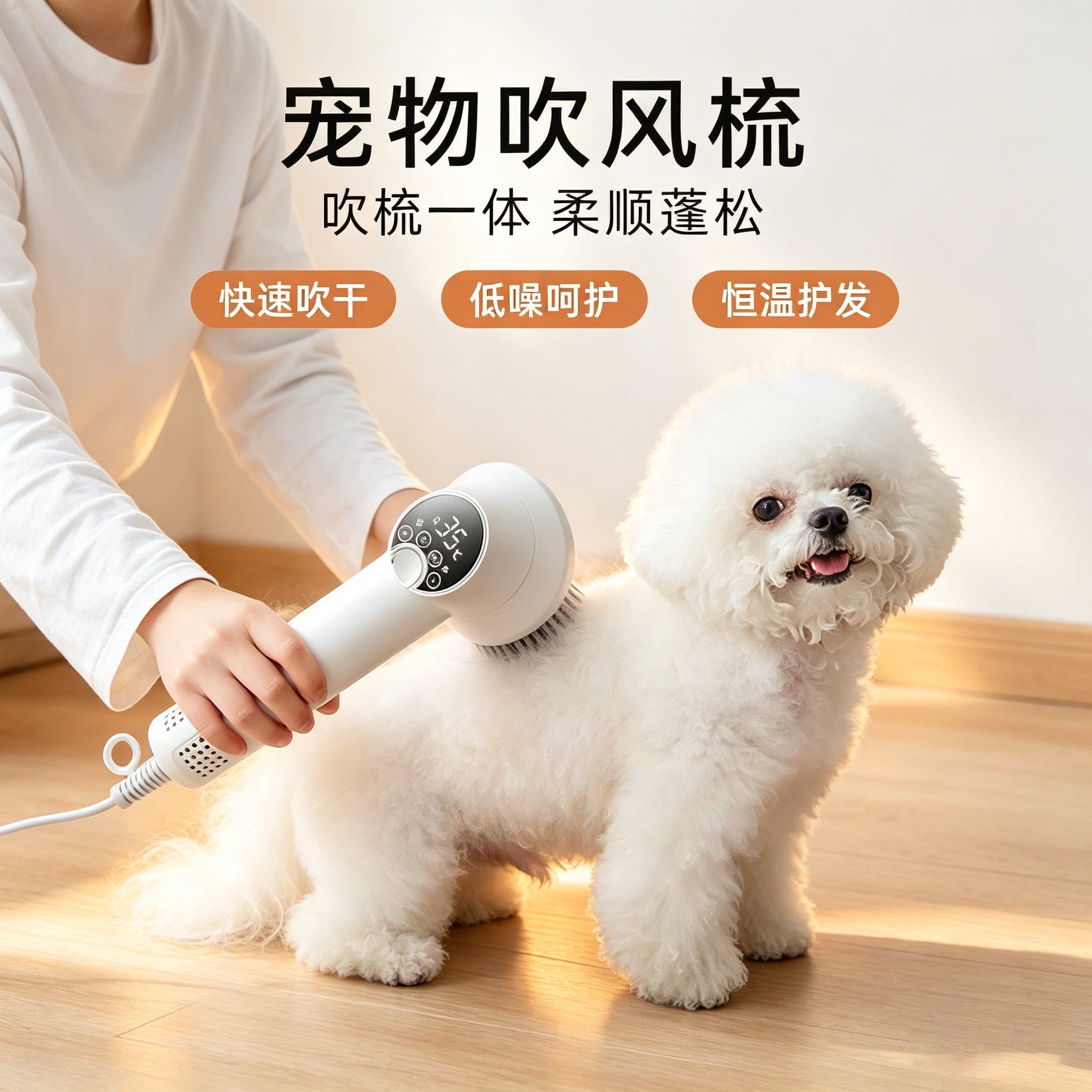 宠物吹风机拉毛一体机静音吹风梳