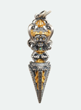 泰莉藏式泰银三股普巴金刚吊坠原创国潮复古手工男女车载钥匙挂件