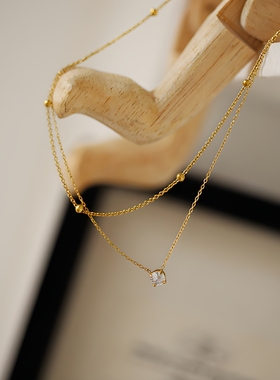 新款双层叠戴项链女时尚通勤小众精致镶钻高级感锁骨链颈链爆款潮