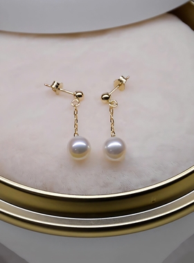 新款简约仿珍珠流苏耳钉女小众气质圆珠通勤耳饰ins时尚温柔配饰