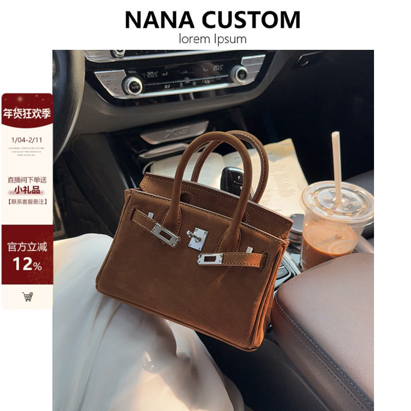 头层麂皮铂金包女通勤百搭手提包2025秋冬新款大容量单肩斜挎包包,箱包皮具/热销女包/男包,通用款女包,淘宝优惠券,粉丝福利购,淘宝优惠卷
