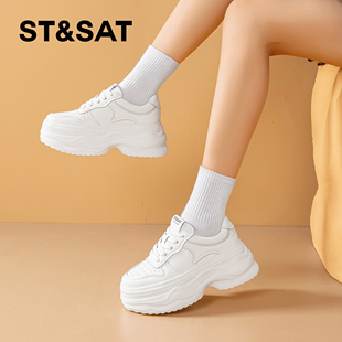 百搭鞋 新款 女2026春季 增高松糕板鞋 运动鞋 子爆款 星期六厚底小白鞋