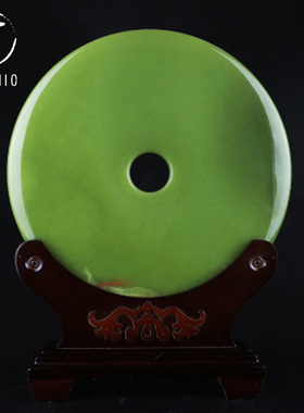 ROADMAKER古青玉平安扣摆件电视柜上摆放装饰品天然玉石客厅招财