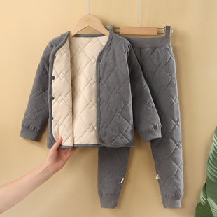 儿童棉服冬季儿童夹棉保暖衣套装小学生校服神器内搭棉袄棉裤加厚