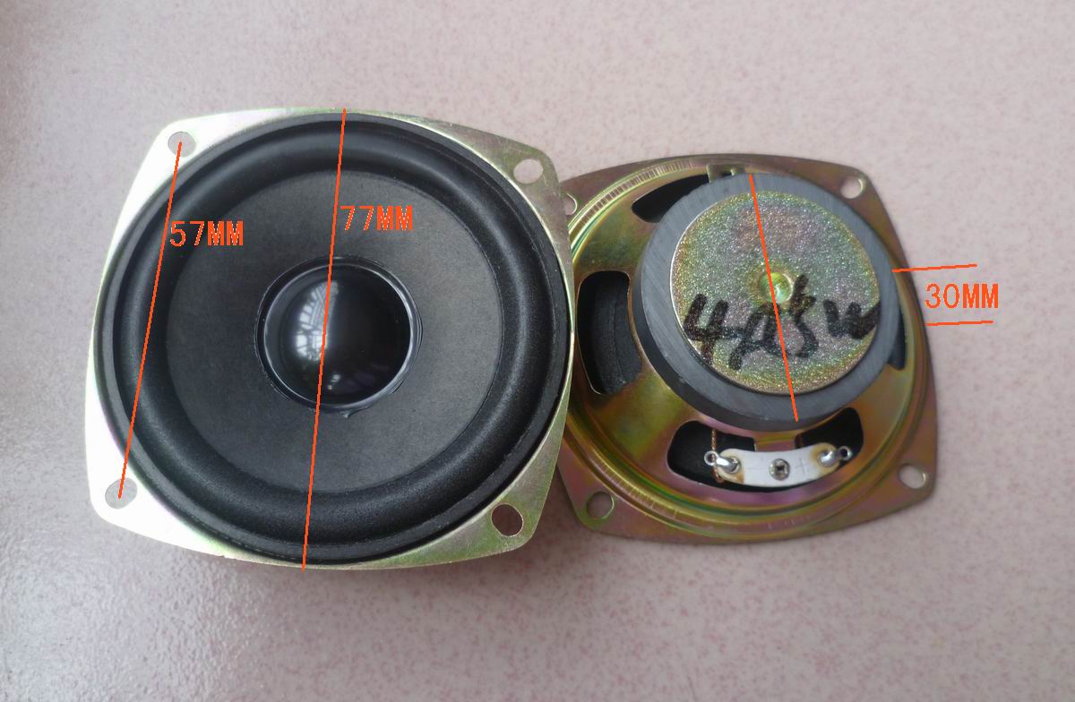 带螺丝孔子方4欧5W喇叭黑帽5瓦3寸全频喇叭小音箱配件方形3寸喇叭