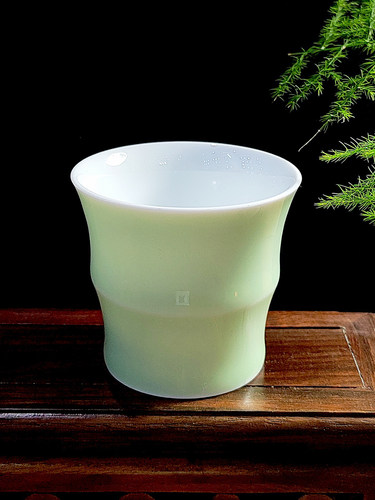 采茗堂客厅中式茶杯主人杯纯手工品茗杯竹节盖碗景德镇天青颜色釉