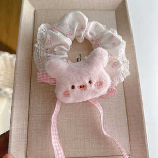 毛绒卡通小熊小兔大号肠圈发圈可爱秋冬少女甜美学生毛茸发饰小猪