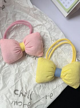 奶黄粉色蝴蝶结发圈~甜美少女心发绳头绳橡皮筋春夏季新款发饰