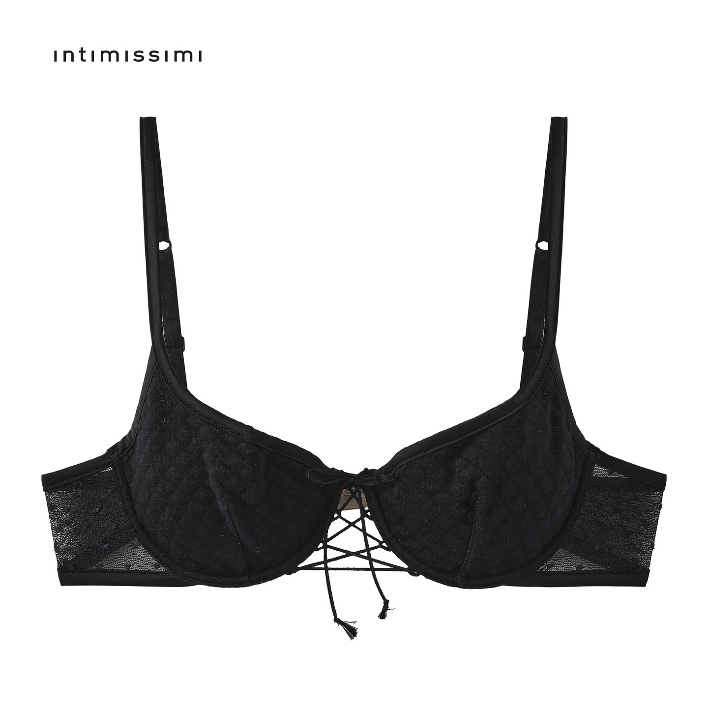 Intimissimi性感1/2杯文胸女士内衣薄款有钢圈黑色青年女性正品
