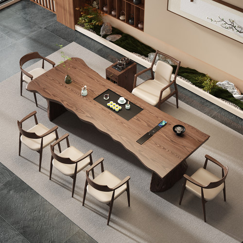 新中式实木整板大板茶桌办公室