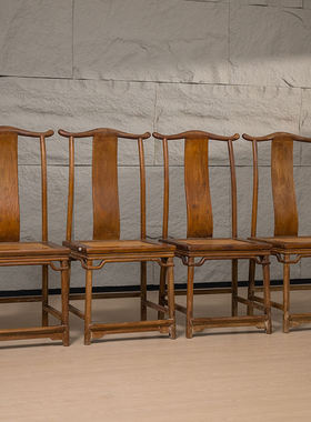 清代黄花梨劈料裹腿罗锅枨灯挂椅成堂（一堂四只）明清家具收藏