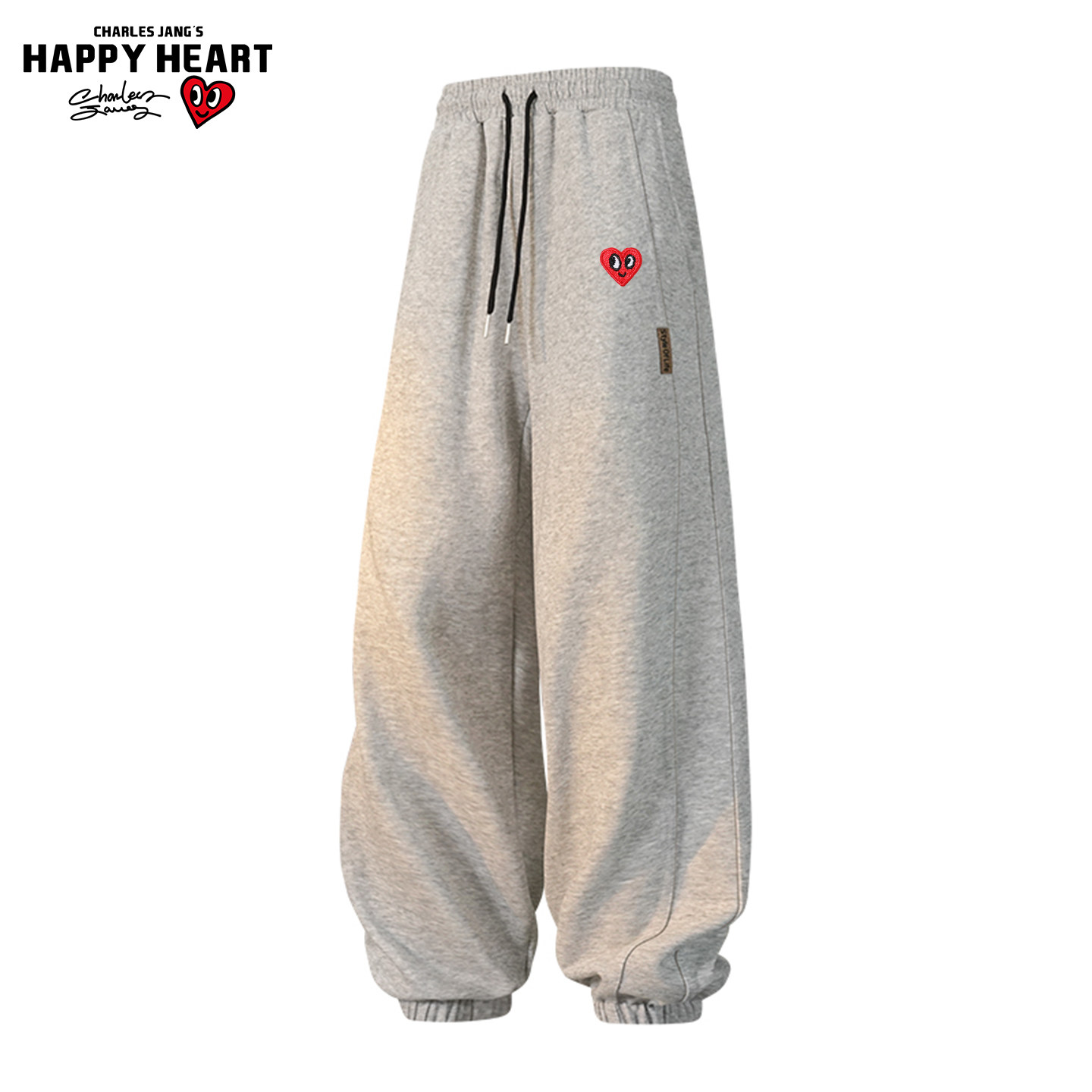 查尔斯桃心美式大码束脚运动裤子男士秋冬季加绒加厚休闲宽松卫裤