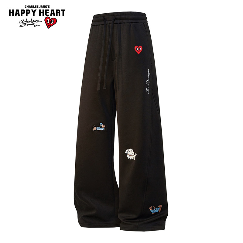 查尔斯桃心美式小狗弯刀裤子男女款春秋卫裤大码直筒运动休闲长裤,男装,休闲裤,淘宝优惠券,粉丝福利购,淘宝优惠卷