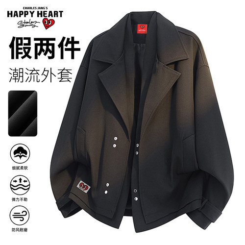 查尔斯桃心假两件美式西装夹克