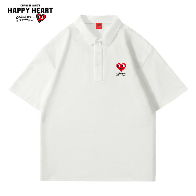 查尔斯桃心 2026年夏季POLO衫基础款宽松大码短袖t恤男五分袖情侣