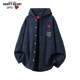 衬衫 查尔斯桃心美式 复古连帽格子长袖 男宽松情侣衬衣休闲百搭外套