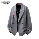 查尔斯桃心 西装夹克男2026春秋季新款双排扣痞帅高级感百搭外套