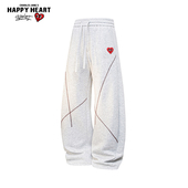 休闲长裤 男女2025新款 百搭运动直筒卫裤 查尔斯桃心美式 情侣裤 子潮