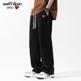 宽松直筒阔腿抽绳休闲长裤 查尔斯桃心 2026新款 子男春秋季 垂感裤
