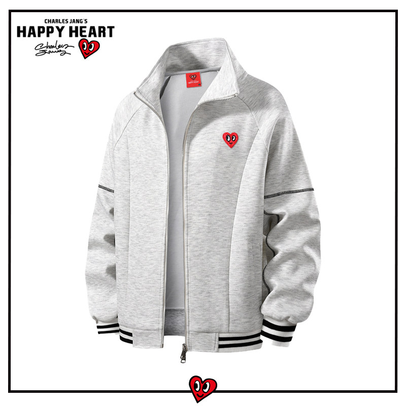 查尔斯桃心 美式解构条纹开衫连帽卫衣外套男女春秋季休闲情侣款