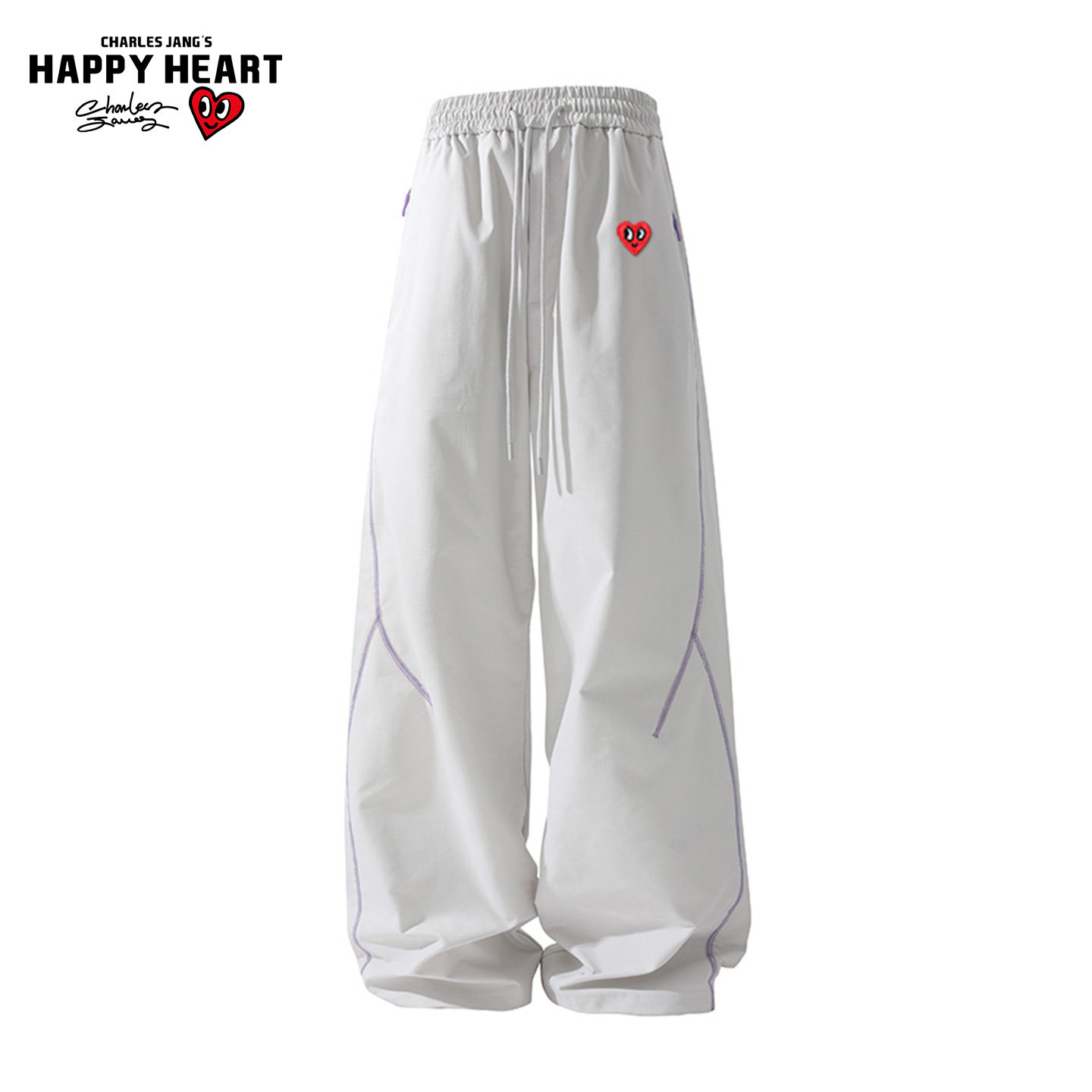 查尔斯桃心潮流阔腿运动裤情侣款春秋季新款宽松百搭垂感休闲长裤,男装,休闲裤,淘宝优惠券,粉丝福利购,淘宝优惠卷