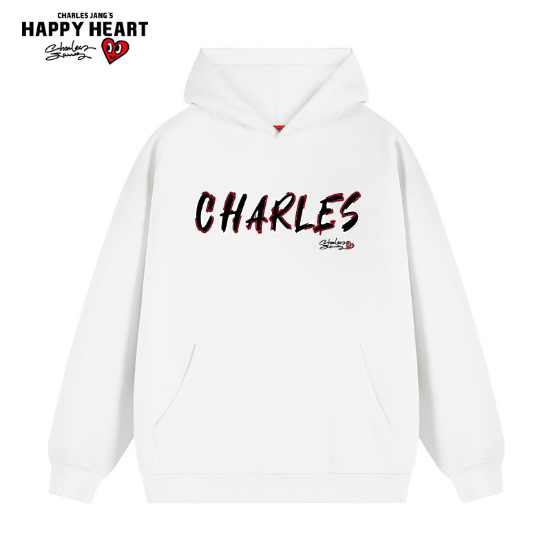 查尔斯桃心 美式连帽卫衣男春秋季字母印花宽松长袖套头情侣外套