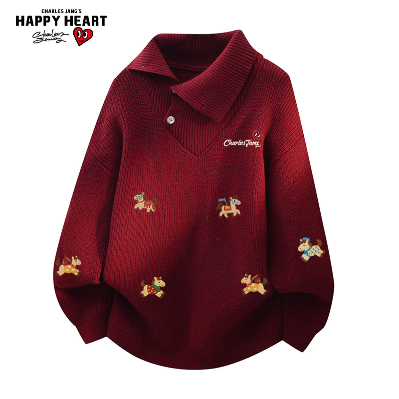 查尔斯桃心马年冬季新款2026保暖针织衫线衣男女慵懒休闲情侣毛衣,男装,针织衫/毛衣,淘宝优惠券,粉丝福利购,淘宝优惠卷