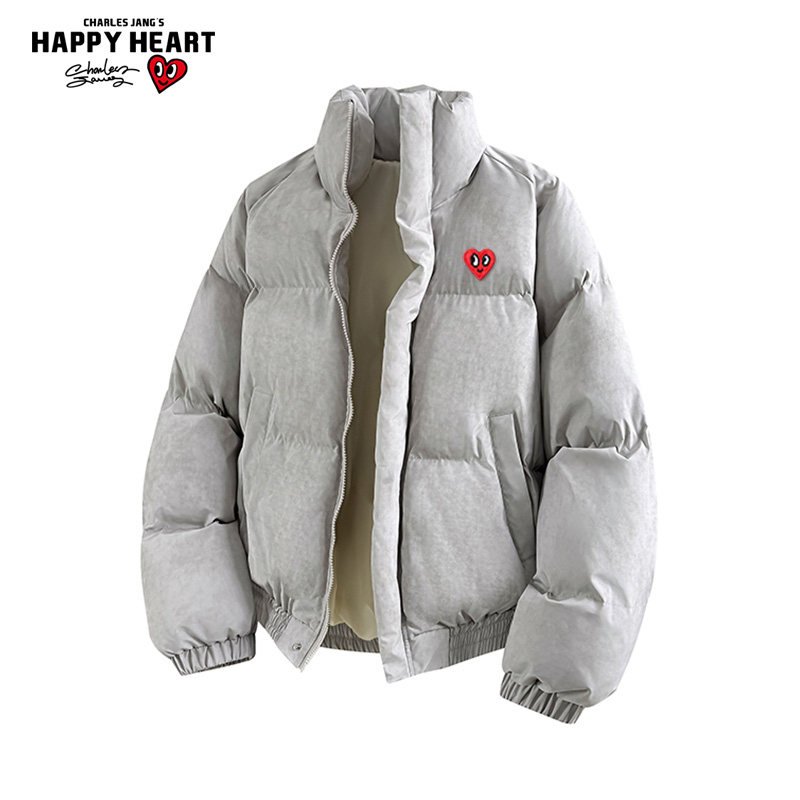 查尔斯桃心扎染立领面包棉服男