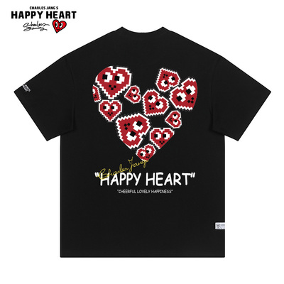 查尔斯桃心宽松休闲短袖T恤