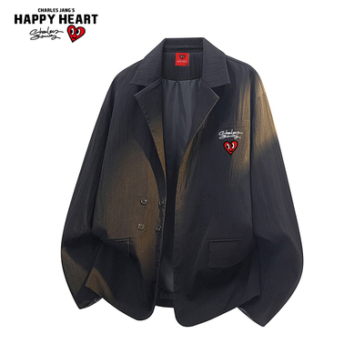 查尔斯桃心高级感西服夹克外套男学院风春秋季宽松百搭休闲上衣服