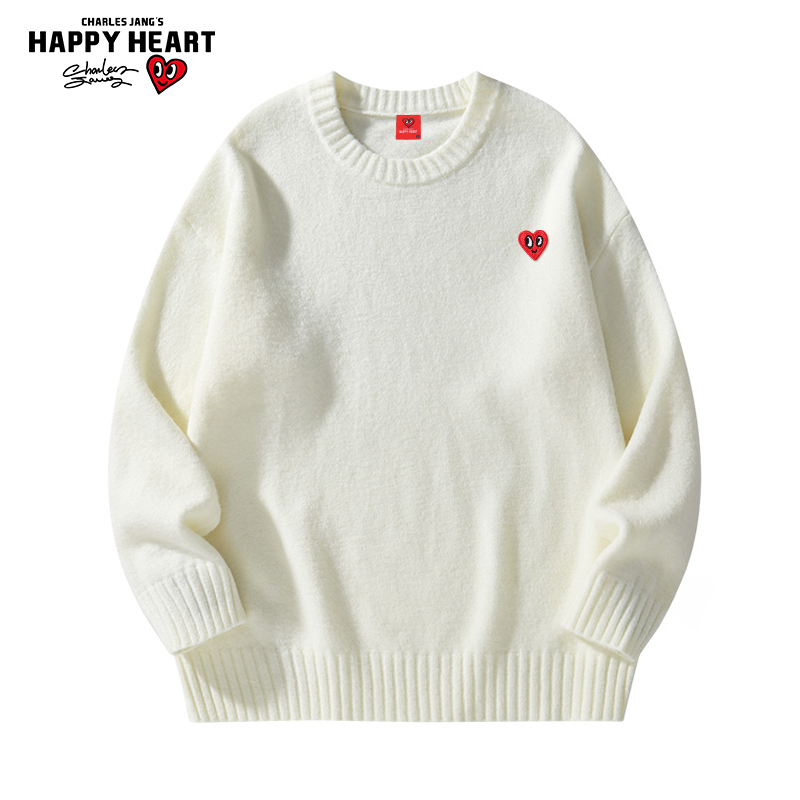 查尔斯桃心爱心圆领毛衣
