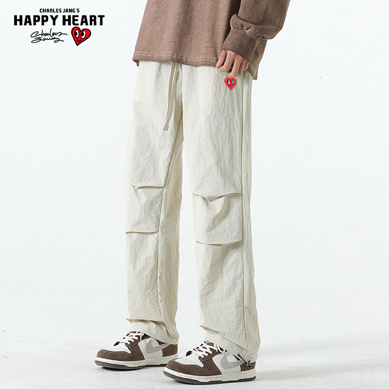 查尔斯桃心 伞兵裤子男直筒宽松春秋季2025新款抽绳潮牌休闲长裤,男装,休闲裤,淘宝优惠券,粉丝福利购,淘宝优惠卷