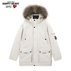 查尔斯桃心厚冬季拆卸帽子棉服