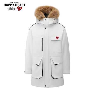 查尔斯桃心 90%鸭绒硬壳冲锋滑雪羽绒服男女款冬季毛领中长款过膝