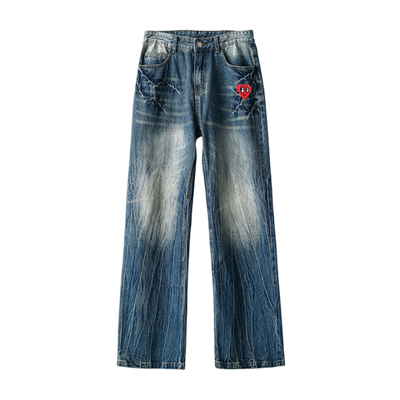 查尔斯桃心爱心休闲牛仔裤
