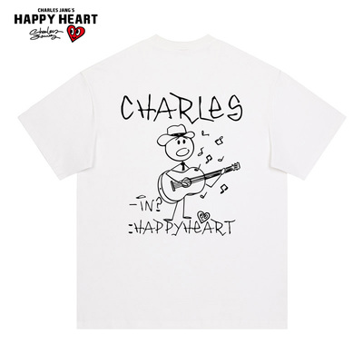 查尔斯桃心无性别短袖T恤