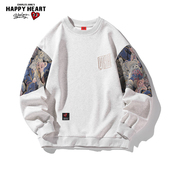 拼接撞色刺绣2025年情侣圆领打底衫 查尔斯桃心 小熊卫衣男春秋季