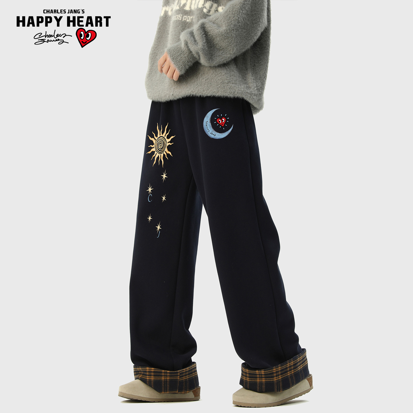 查尔斯桃心休闲长裤男女款