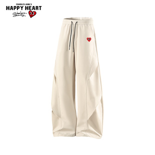 加厚加绒宽松直筒长休闲裤 查尔斯桃心工装 冬季 男女美式 户外冲锋裤