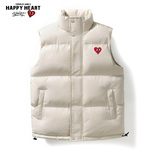查尔斯桃心 棉服外套男短款坎肩2023新款秋冬季爱心无袖棉衣马甲