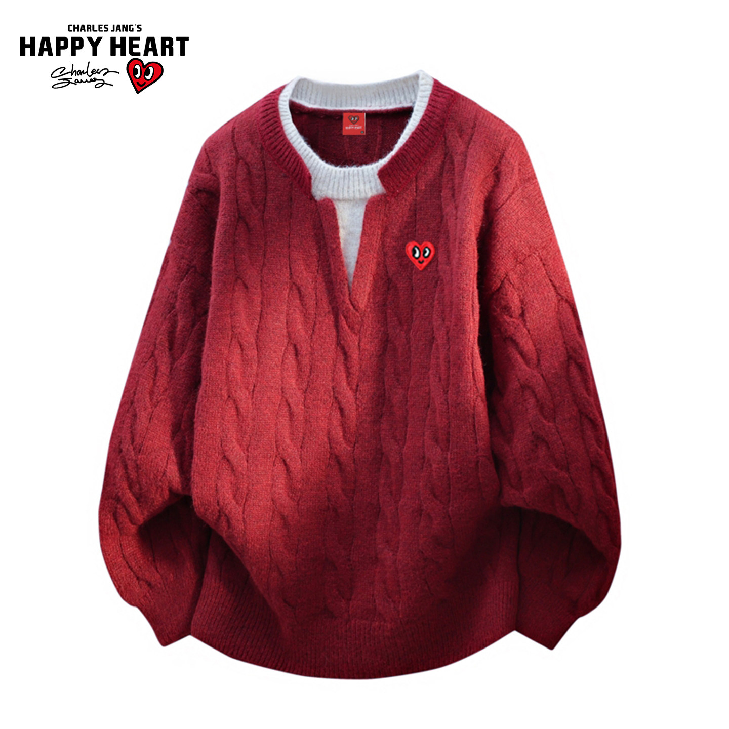 查尔斯桃心假两件马年红色圆领毛衣男冬季爱心刺绣情侣针织衫上衣,男装,针织衫/毛衣,淘宝优惠券,粉丝福利购,淘宝优惠卷