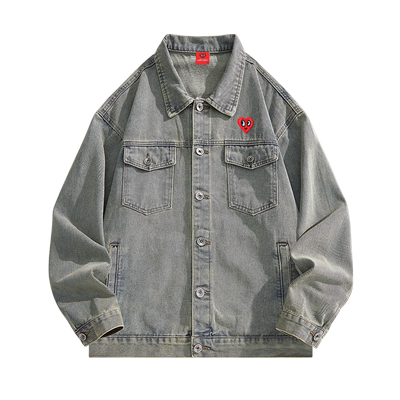 查尔斯桃心爱心牛仔夹克外套