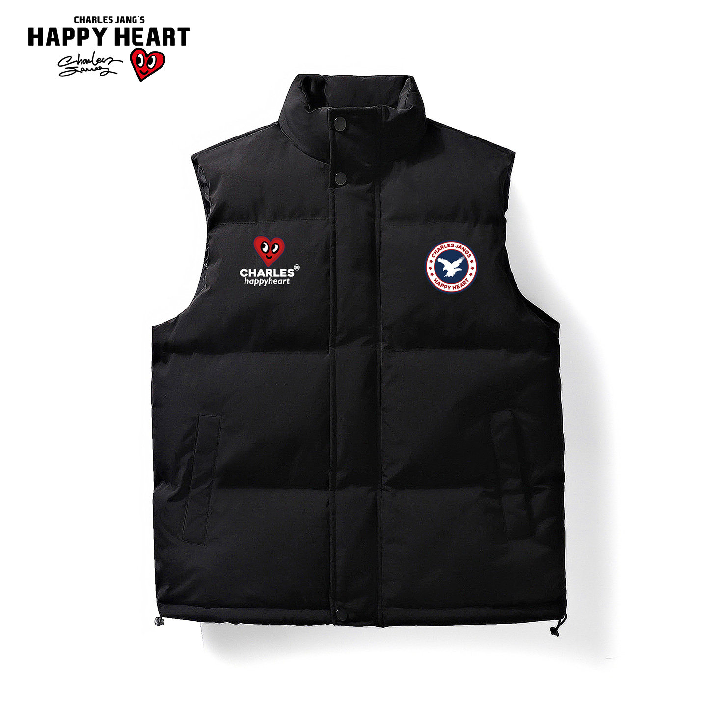 查尔斯桃心 美式立领马甲男女秋冬季宽松保暖情侣图章休闲棉外套,男装,棉衣,淘宝优惠券,粉丝福利购,淘宝优惠卷